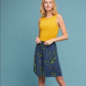 Anthropologie S Oversized Lemon Fruit Print Bermuda Shorts Elastic Waist Boho
